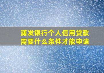 浦发银行个人信用贷款需要什么条件才能申请