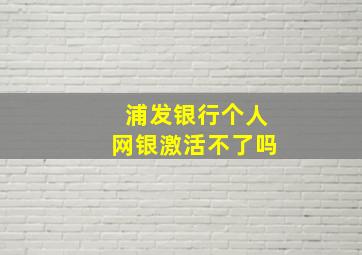 浦发银行个人网银激活不了吗