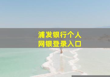 浦发银行个人网银登录入口