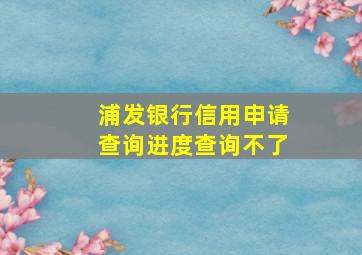 浦发银行信用申请查询进度查询不了