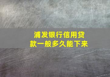 浦发银行信用贷款一般多久能下来