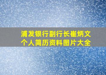 浦发银行副行长崔炳文个人简历资料图片大全