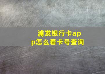 浦发银行卡app怎么看卡号查询