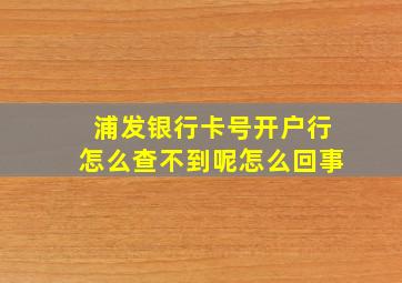 浦发银行卡号开户行怎么查不到呢怎么回事