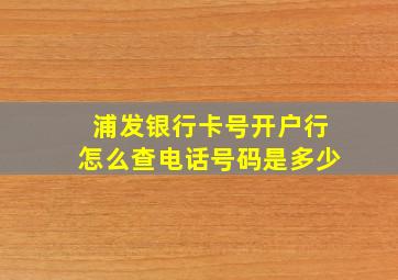 浦发银行卡号开户行怎么查电话号码是多少