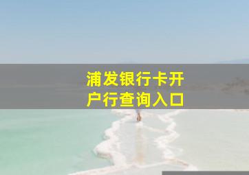 浦发银行卡开户行查询入口