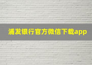 浦发银行官方微信下载app