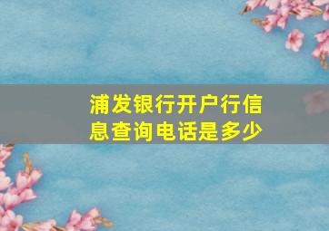 浦发银行开户行信息查询电话是多少