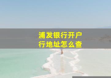 浦发银行开户行地址怎么查