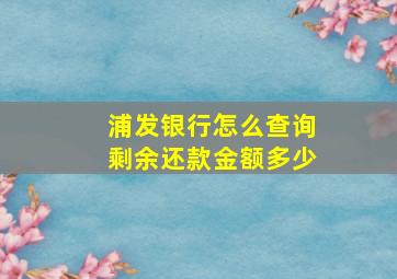 浦发银行怎么查询剩余还款金额多少