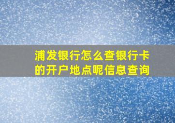 浦发银行怎么查银行卡的开户地点呢信息查询