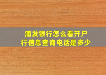 浦发银行怎么看开户行信息查询电话是多少