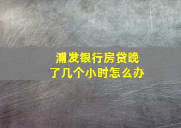 浦发银行房贷晚了几个小时怎么办