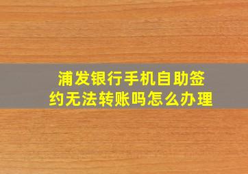 浦发银行手机自助签约无法转账吗怎么办理