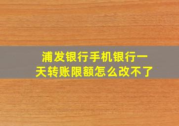 浦发银行手机银行一天转账限额怎么改不了