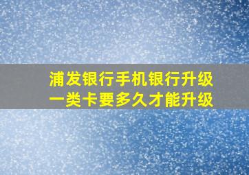 浦发银行手机银行升级一类卡要多久才能升级