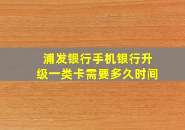 浦发银行手机银行升级一类卡需要多久时间