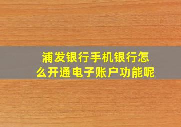 浦发银行手机银行怎么开通电子账户功能呢