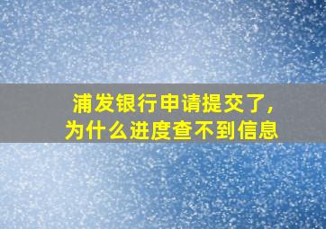 浦发银行申请提交了,为什么进度查不到信息