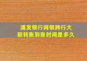 浦发银行网银跨行大额转账到账时间是多久