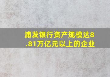 浦发银行资产规模达8.81万亿元以上的企业