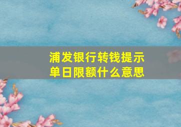 浦发银行转钱提示单日限额什么意思