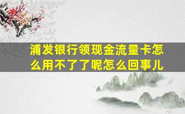 浦发银行领现金流量卡怎么用不了了呢怎么回事儿