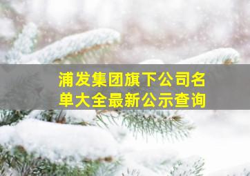 浦发集团旗下公司名单大全最新公示查询