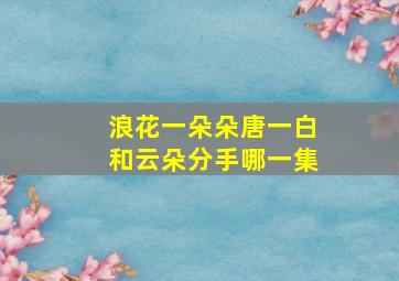 浪花一朵朵唐一白和云朵分手哪一集