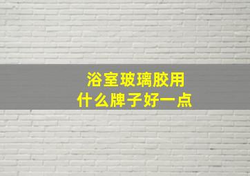 浴室玻璃胶用什么牌子好一点