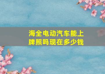 海全电动汽车能上牌照吗现在多少钱