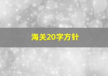 海关20字方针