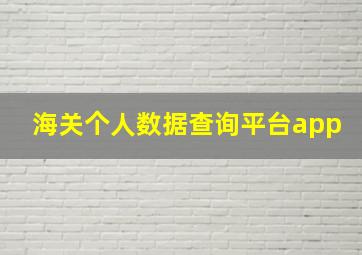 海关个人数据查询平台app