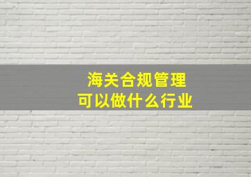 海关合规管理可以做什么行业