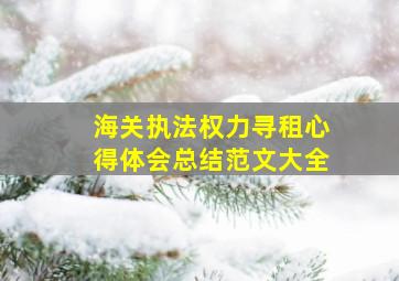 海关执法权力寻租心得体会总结范文大全