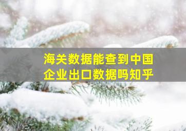 海关数据能查到中国企业出口数据吗知乎