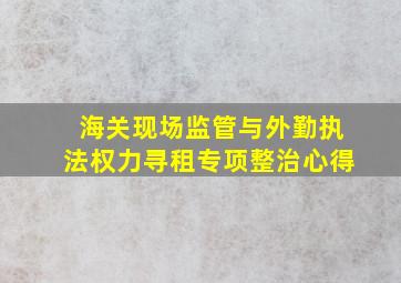 海关现场监管与外勤执法权力寻租专项整治心得