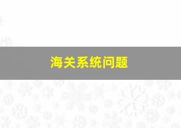 海关系统问题