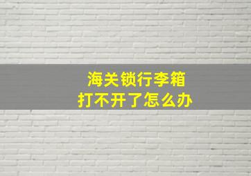 海关锁行李箱打不开了怎么办