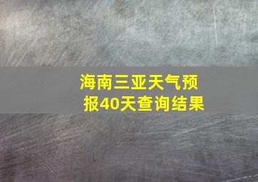 海南三亚天气预报40天查询结果