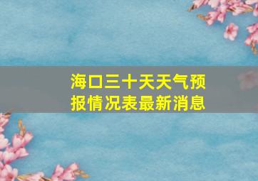 海口三十天天气预报情况表最新消息