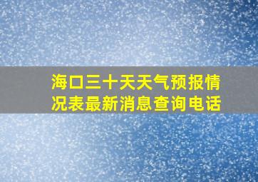 海口三十天天气预报情况表最新消息查询电话