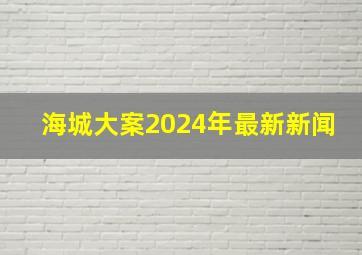 海城大案2024年最新新闻