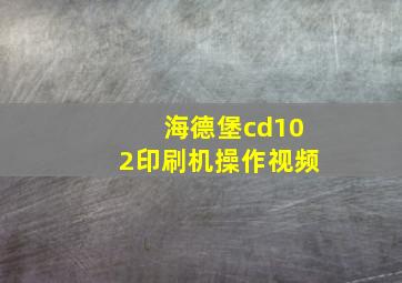 海德堡cd102印刷机操作视频