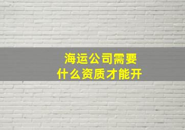 海运公司需要什么资质才能开