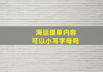 海运提单内容可以小写字母吗