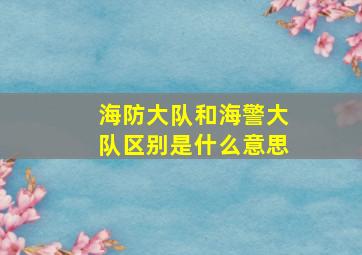 海防大队和海警大队区别是什么意思