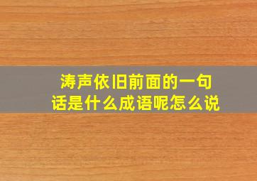 涛声依旧前面的一句话是什么成语呢怎么说