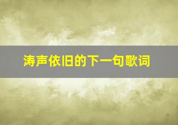 涛声依旧的下一句歌词