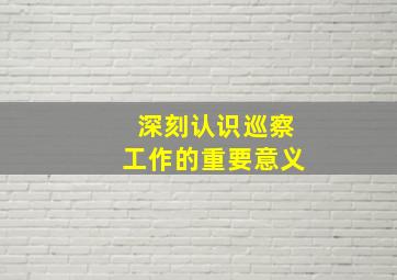 深刻认识巡察工作的重要意义